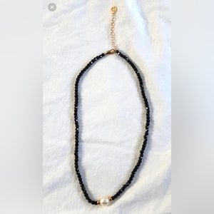 Gold and black spinel necklace